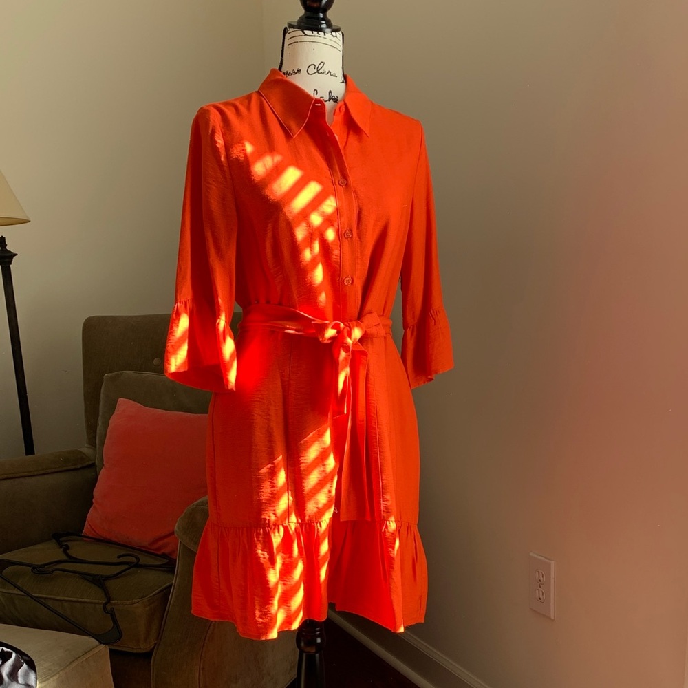 Jade Vibrant Orange Long Sleeve Dress